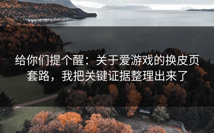 给你们提个醒:关于爱游戏的换皮页套路,我把关键证据整理出来了